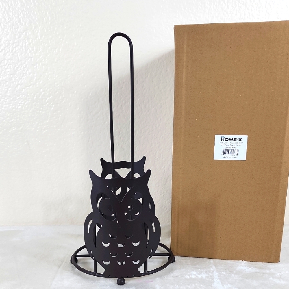 Home X Chocolate Brown Owl Paper Towel Holder